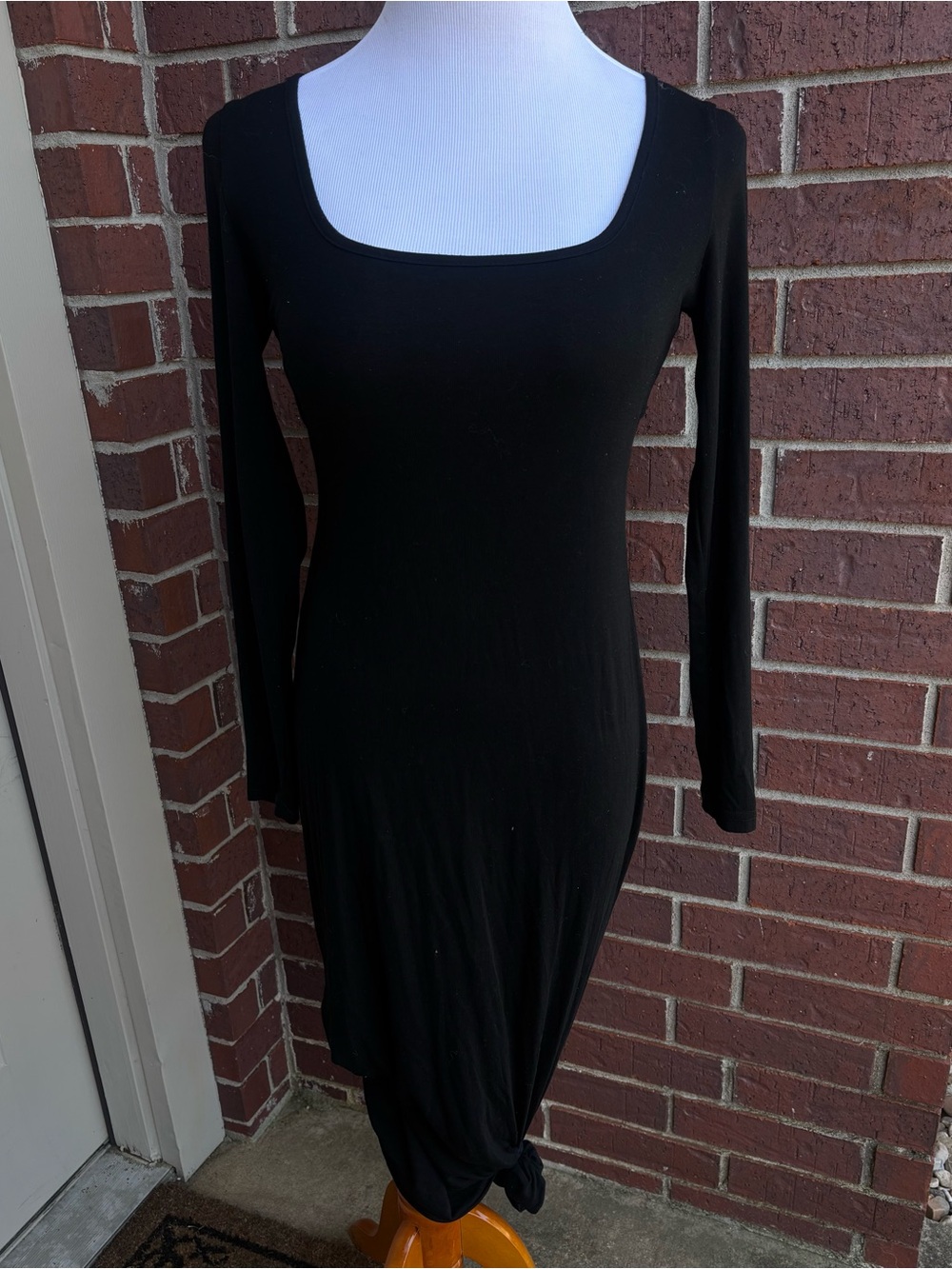 Black Long-Sleeve Square Neck Women's Dress